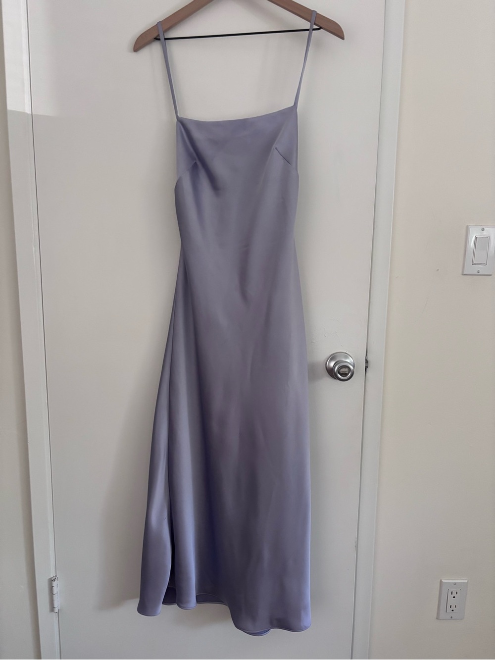 Amsale Lilac Satin Midi Slip Dress